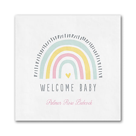 Custom Full-Color Printed Beverage Napkins, 4-3/4" x 4-3/4", Welcome Baby, Box Of 100 Napkins