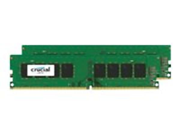 Crucial 16GB (2 x 8 GB) DDR4 SDRAM Memory Kit - 16 GB (2 x 8GB) - DDR4-2400/PC4-19200 DDR4 SDRAM - 2400 MHz - CL17 - 1.20 V - Non-ECC - Unbuffered - 288-pin - DIMM