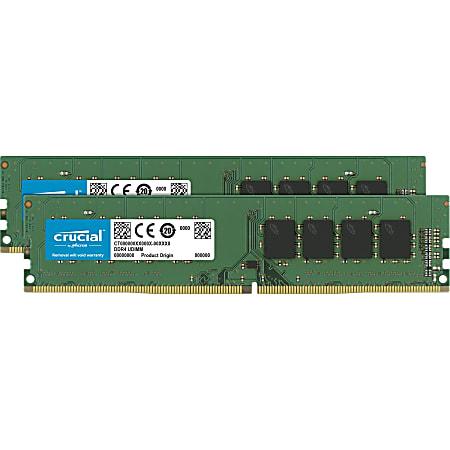 Crucial - DDR4 - kit - 16 GB: 2 x 8 GB - DIMM 288-pin - 2400 MHz / PC4-19200 - CL17 - 1.2 V - unbuffered - non-ECC