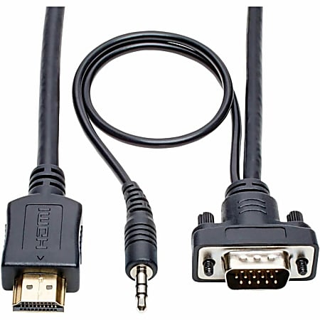 Eaton Tripp Lite Series HDMI to VGA + Audio Active Adapter Cable (HDMI to Low-Profile HD15 + 3.5 mm M/M), 15 ft. (4.6 m) - HDMI/Mini-phone/VGA