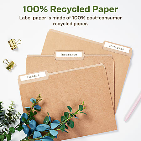 Avery® Easy Peel® EcoFriendly Permanent File Folder Labels, 45366, 2/3