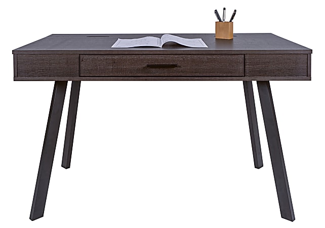 Dark brown outlet desk with drawers