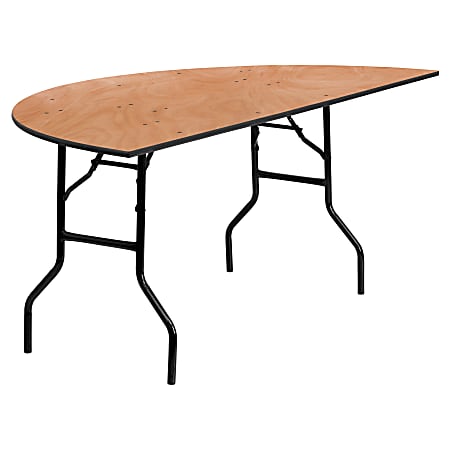 Flash Furniture Half-Round Folding Banquet Table, 30-1/4"H x 72"W x 36"D, Natural