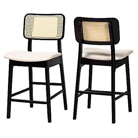 Baxton Studio Dannon 2-Piece Counter Stool Set, Cream/Black