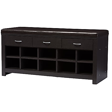 Baxton Studio Contemporary Entryway Bench, 20-1/8"H x 41-15/16"W x 15-3/4"D, Dark Brown