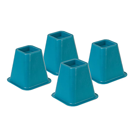 Honey-Can-Do Plastic Bed Risers, 6"H x 6 1/2"W x 6 1/2"D, Blue, Pack Of 4