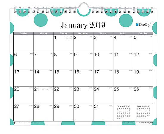 Blue Sky™ Monthly Wall Calendar, 11" x 8 3/4", Penelope, January to December 2019