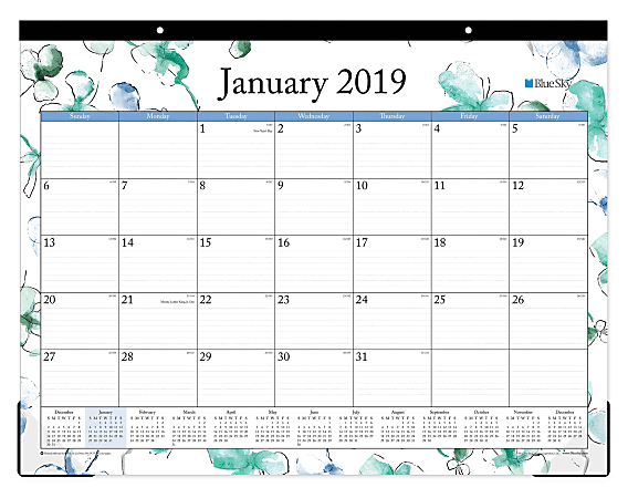 Blue Sky™ Monthly Desk Pad Calendar, 22" x 17", Lindley, January to December 2019