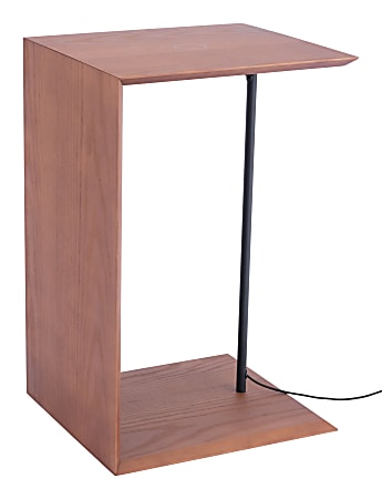 Zuo Modern Chester Wireless Charging Side Table, Rectangular, Walnut