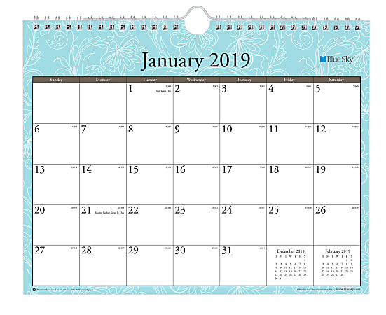 Blue Sky™ Monthly Wall Calendar, 11 x 8 3/4", Knightsbridge, January to December 2019