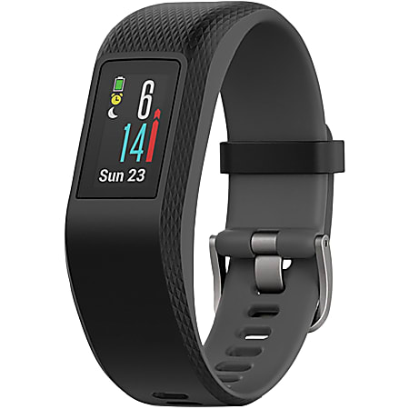 Garmin vivosport Smart Band - Touchscreen - Bluetooth - GPS - 168 Hour - 0.83" - Slate - Polymer Case, Glass Lens - Silicone Band - Music, Running, Smartphone, Sports, Swimming, Outside, Tracking, Gym, Cycling, Weather - Polymer, Glass Case, Lens