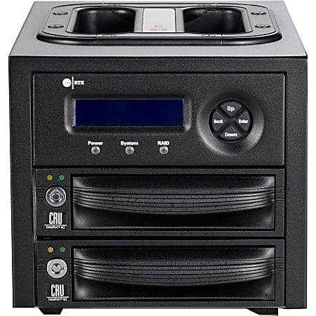 CRU RTX221-3QR DAS Array - 2 x HDD Supported - 4 TB Installed HDD Capacity - Serial ATA/300 Controller - RAID Supported 0, 1, 1 - 2 x Total Bays - 2 x 2.5"/3.5" Bay - External