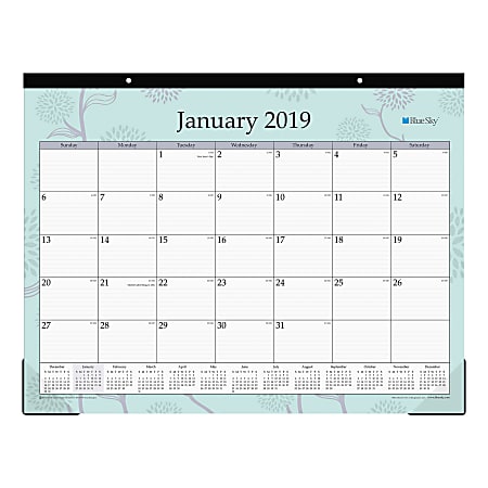 Blue Sky™ Monthly Desk Pad Calendar, 22" x 17", Rue Du Flore, January to December 2019