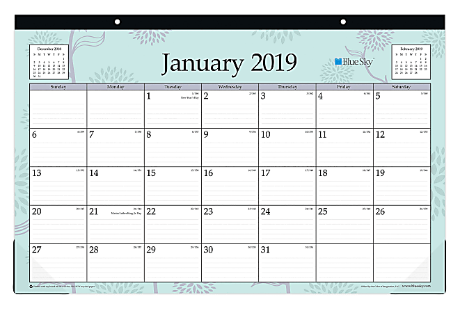 Blue Sky™ Monthly Desk Pad Calendar, 17" x 11", Rue Du Flore, January to December 2019