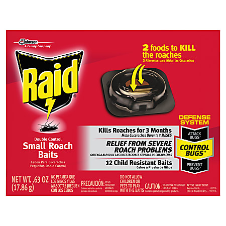 Raid Roach Baits, Double Control, 0.63 Oz, Pack Of 72 Baits