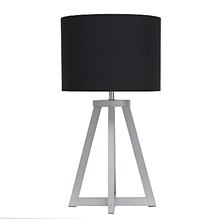 Simple Designs Interlocked Triangular Table Lamp, 19-1/8"H, Black Shade/Gray Base