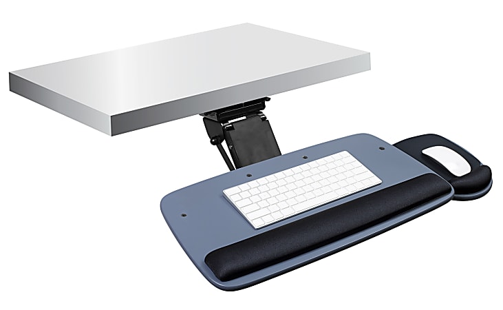 Under desk outlet mount keyboard tray