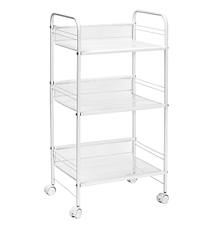 Honey Can Do 3 Shelf Steel Wire Rolling Cart 34 34 H x 18 W x 13 D White -  Office Depot