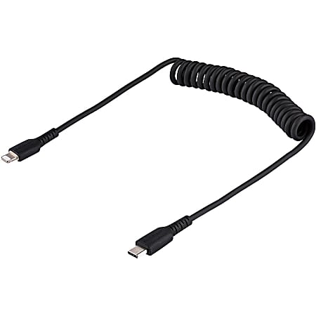 StarTech.com USB C to Lightning Cable 50cm / 20in, MFi Certified, Coiled iPhone Charger Cable, Black, TPE Jacket Aramid Fiber - 20in (50cm) Coiled USB-C to Lightning charging cable with aramid fiber