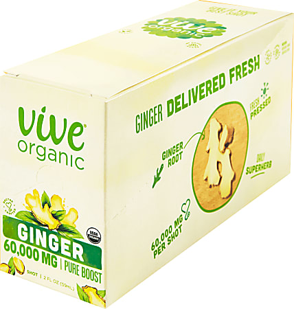 Vive Organic Pure Boost Ginger Shots, 2oz, Pack of 12