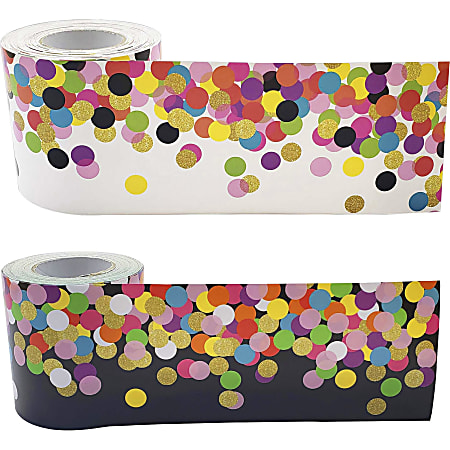 Teacher Created Resources® Colorful Confetti Border Trim, 3" x 600", Multicolored, Pack Of 2