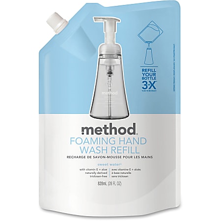 Method Sweet Water Foam Hand Wash Refill - Sweet Water Scent - 28 fl oz (828.1 mL) - Hand - Clear - Triclosan-free - 1 Each