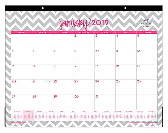 Blue Sky™ Dabney Lee Monthly Desk Pad Calendar, 22" x 17", Ollie, January to December 2019