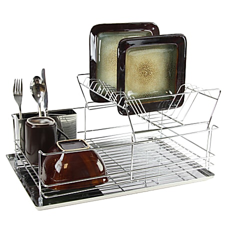 MegaChef 15-1/2" Shelf Dish Rack, Silver