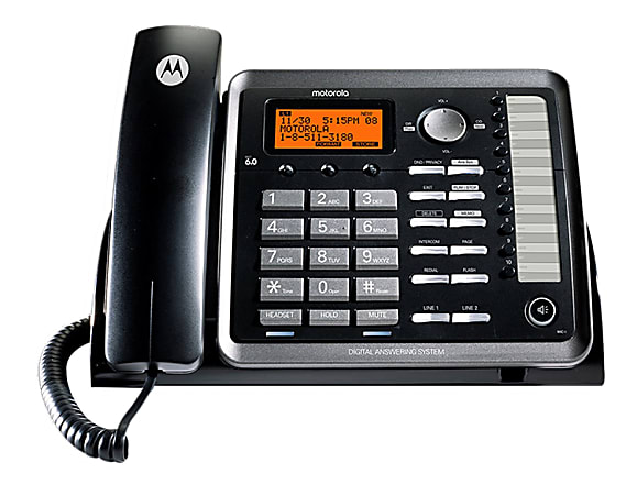 Motorola® Corded Desk Phone And Digital Answering System, Black, ML25254