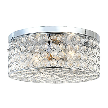 Elegant Designs Elipse Crystal 2-Light Round Flush-Mount Ceiling Fixture, Chrome/Crystal