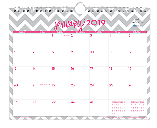 Blue Sky™ Dabney Lee Monthly Wall Calendar, 11" x 8 3/4", Ollie, January to December 2019