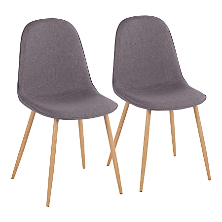 LumiSource Pebble Dining Chairs, Charcoal/Natural, Set Of 2 Chairs
