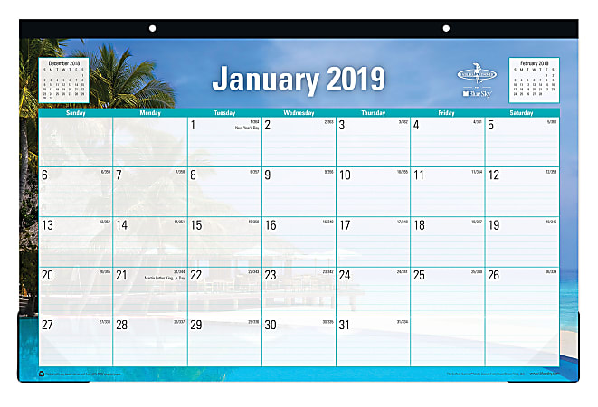 Blue Sky™ Monthly Desk Pad Calendar, 17" x 11", Endless Summer, January to December 2019