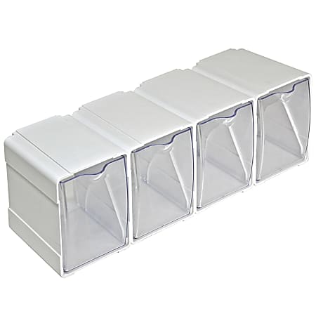 Azar Displays Stackable Tilt Bin Organizers, 5-1/2”H x 4-3/4”W x 4-5/8”L, White, Pack Of 4 Organizers