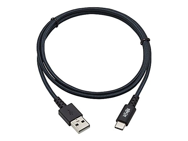 Tripp Lite Heavy Duty USB-A to USB C Charging Sync Cable for Android M/M 3ft - First End: 1 x USB Type A Male USB - Second End: 1 x USB Type C Male USB - 60 MB/s - Nickel Plated Connector - Gold Plated Contact - Gray