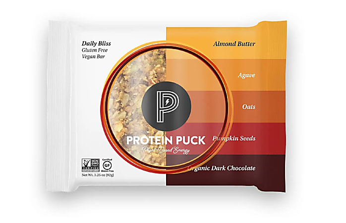 Protein Puck Almond Butter Dark Chocolate Protein Bars, 3.25 Oz., Box of 16