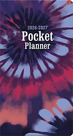 2026-2027 DateWorks Monthly Pocket Planner, 3-1/2" x 6-1/2", Tie Dye, January 2026 To December 2027, 262025OD