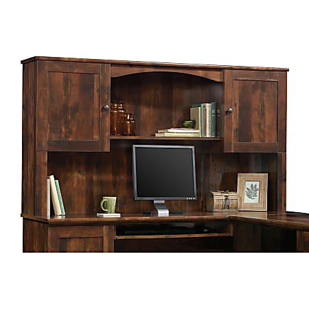 Sauder harbor view computer desk with hutch in curado cherry deals