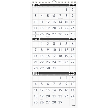 2023-2025 AT-A-GLANCE® Contemporary 3-Month Reference Wall Calendar, 12" x 27", December 2023 to February 2025, PM11X28