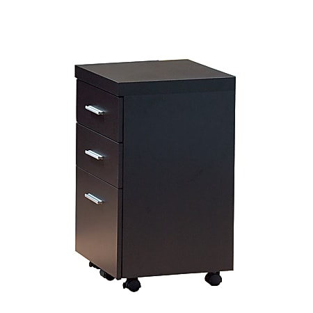 Monarch Specialties 16"D Vertical 3-Drawer Hollow-Core File Cabinet With Casters, Cappuccino