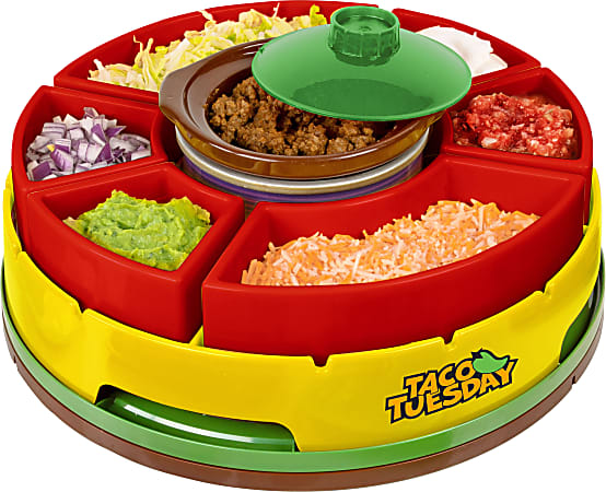 Nostalgia Electrics Lazy Susan Taco Bar, Red