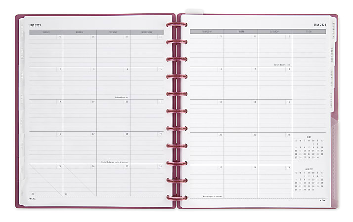 2023-2024 Weekly & Monthly Planner Refill, 11-Disc Discbound 2023-2024 Refill Planner, Runs from July 2023 to June 2024, Letter size, 8.5 x 11