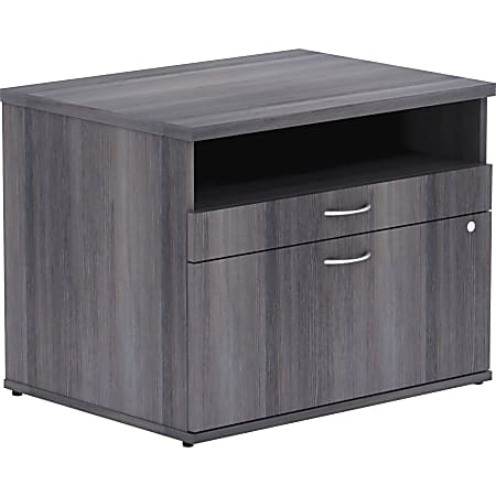 Lorell® Relevance 60"W Office Computer Desk Credenza With File Drawer, Charcoal