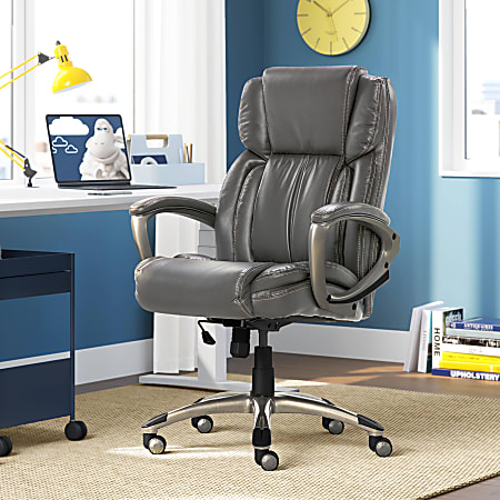 Serta Leighton Home Bonded Leather Mid Back Office Chair GrayChrome - Office  Depot