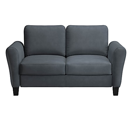 Lifestyle Solutions Winslow Loveseat with Rolled Arms, Dark Gray