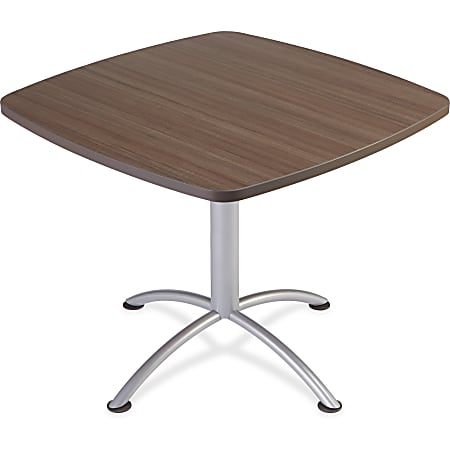 Iceberg iLand 29"H Square Hospitality Table - Square Top - Powder Coated Silver Base - 36" Table Top Length x 36" Table Top Width x 1.13" Table Top Thickness - 29" Height - Assembly Required - Laminated, Teak - Particleboard