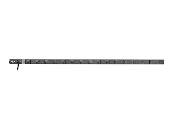 Tripp Lite 16 Outlet Power Strip 5-15R 15' Cord Vertical 5-15P 48" Black - Power distribution strip - AC 120 V - 1800 Watt - input: NEMA 5-15P - output connectors: 16 (NEMA 5-15) - 15 ft cord - black aluminum