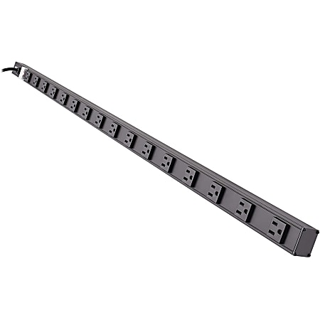 Eaton Tripp Lite Series 16 Outlet Power Strip 5-15R 15' Cord Vertical 5-15P 48" Black - Power distribution strip - PS4816B