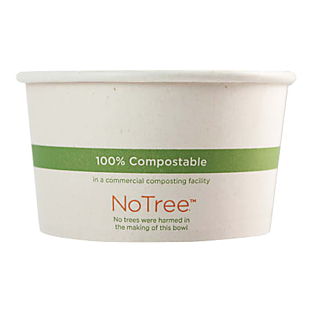 World Centric® No Tree Paper Bowls, 12 oz, 4.4" Diameter x 2.5" h, Natural, Sugarcane, 500/Carton