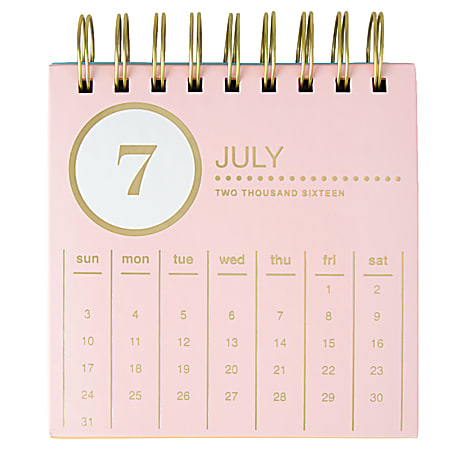 Divoga® Monthly Easel Desk Calendar, 5" x 5", Whimsical Wonder, July 2016 to June 2017